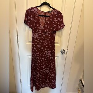 Madewell Red Puff Sleeve V-Neck Sundress